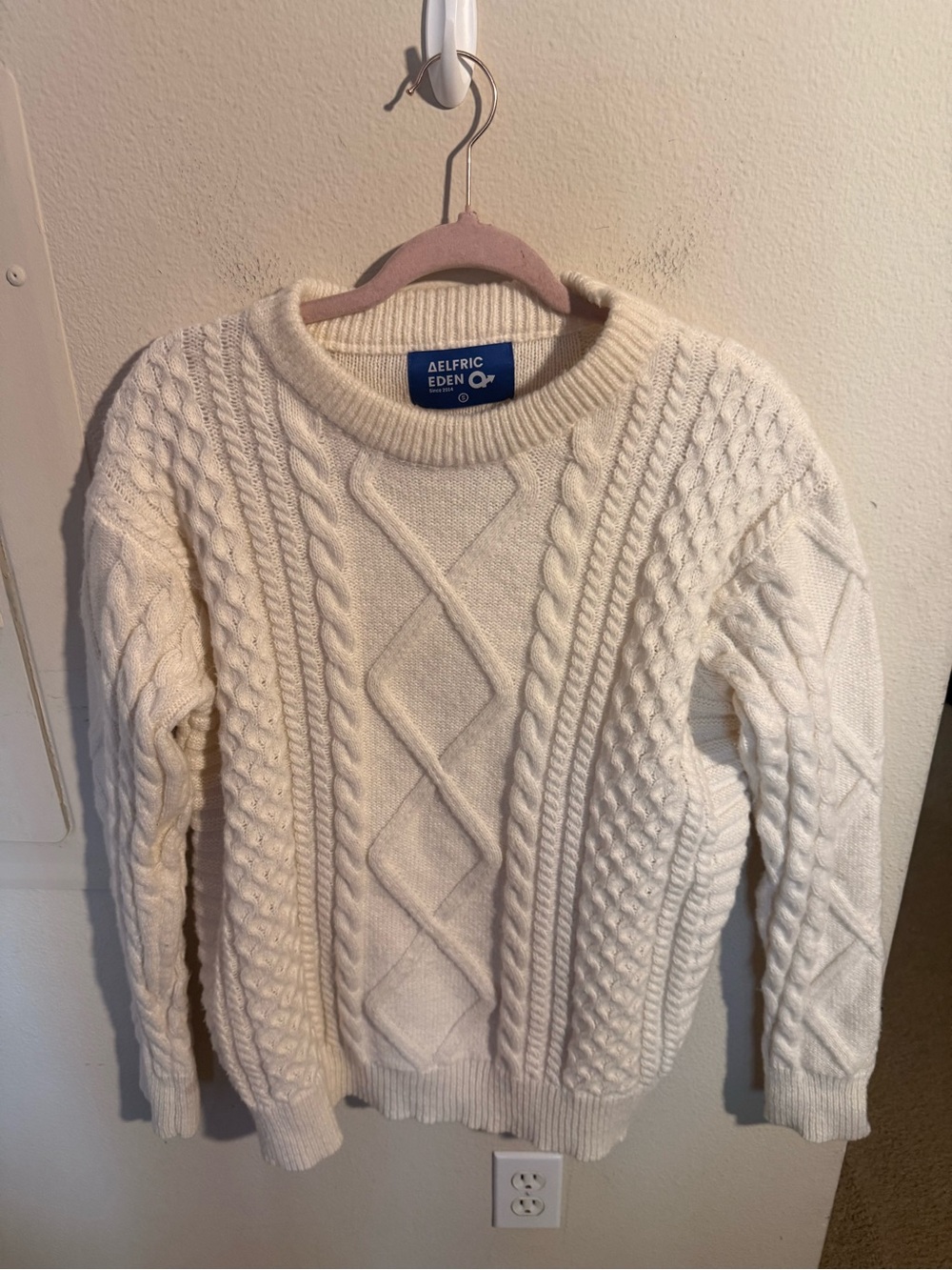 Aelfric Eden Cream Cable Knit Sweater Oversized Chunky Fisherman Pullover